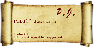 Pakó Jusztina névjegykártya